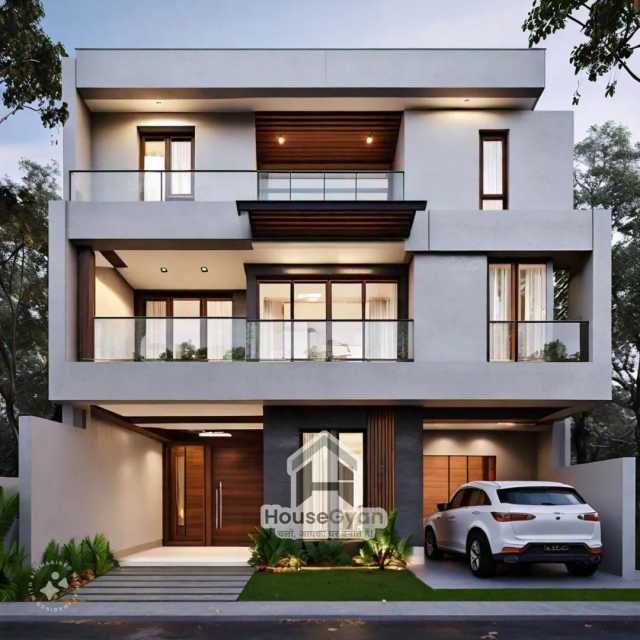 40x50 Second Floor 3D Front House Elevation Design