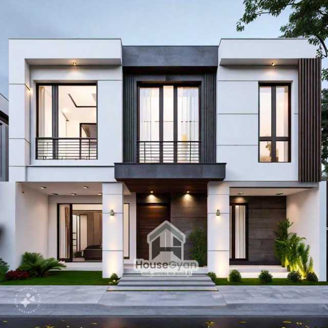 20x50 Double Storey 3D Front House Elevation Design