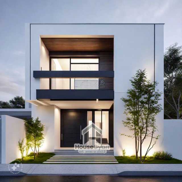 60x60 Double Floor 3D Front House Elevation Design