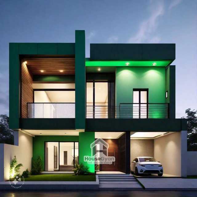 50x40 First Floor 3D Front House Elevation Design