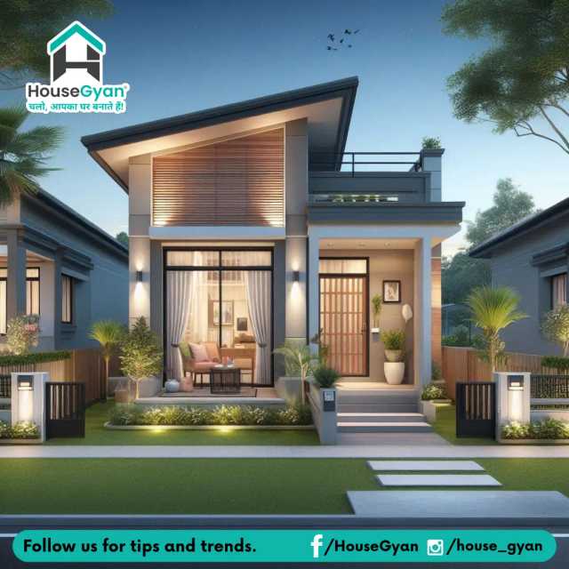 20X24 Single Storey 3D Front House Elevation Design