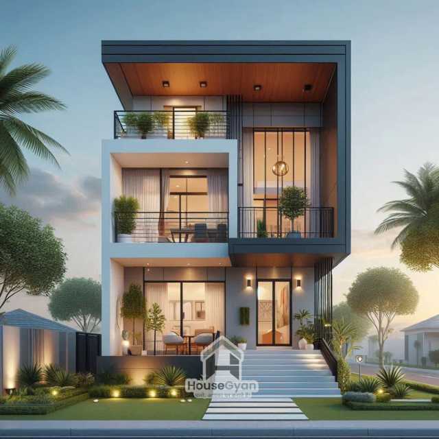30x40 Second Floor 3D Front House Elevation Design