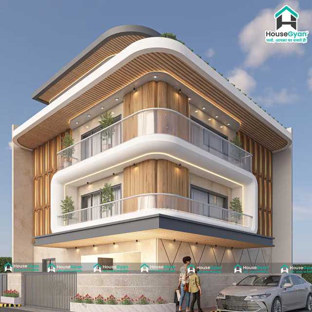 40X45 West Facing 4BHK Second Floor House Elevation Design