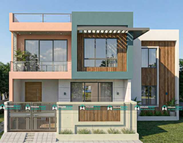 Modern 2 Story Elevation Design 45x50 Plot