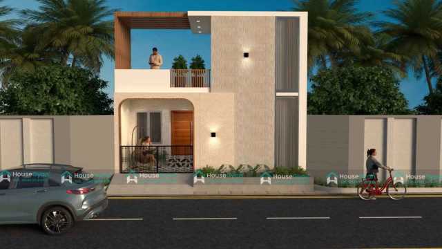 Modern 25X40 House Front Elevation Design