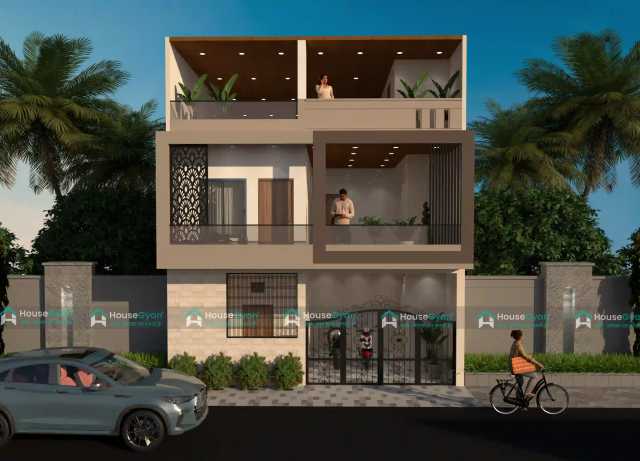 25x55 G2 Modern House Front Elevation Design