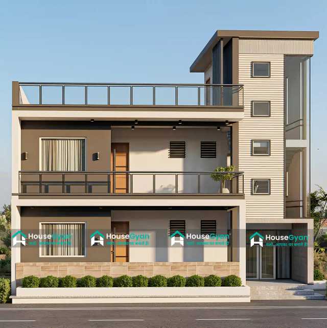 40x55 Ft Modern G+1 House Elevation Design