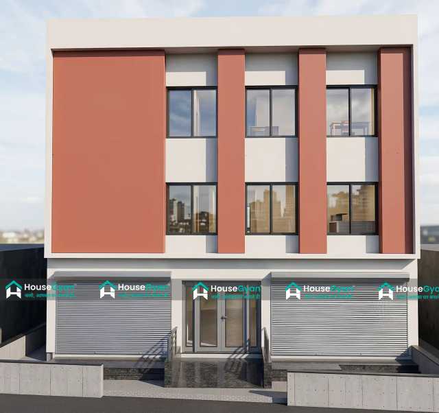 45x40 G+2 Modern Shop with Residential Elevation Design