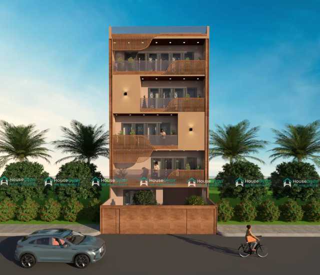 28x40 G+3 Modern House Elevation Design