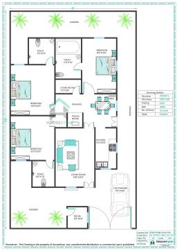 35X60 East Facing 3BHK Ground Floor House Plan | 2100 Sqft Plot Floor Plan