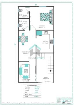 19X40 West Facing 1BHK Ground Floor House Plan | 760 Sqft Plot Floor Plan