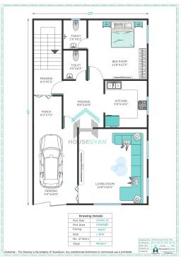 25X40 West Facing 1BHK Ground Floor House Plan | 1000 Sqft Plot Floor Plan