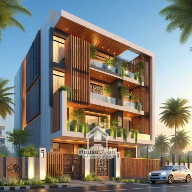 25x47 Third Floor 3D Front House Elevation Design 25x47 Third Floor 3D Front House Elevation Design