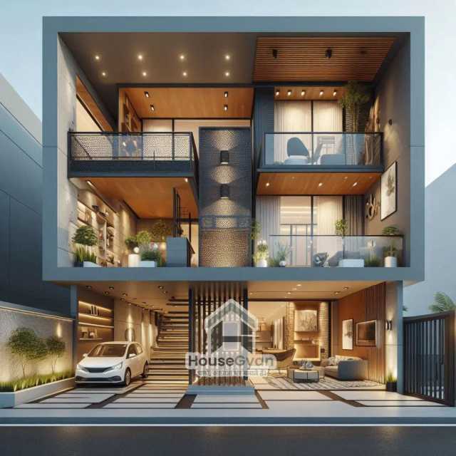 25x36 Triple Storey 3D Front House Elevation Design 25x36 Triple Storey 3D Front House Elevation Design