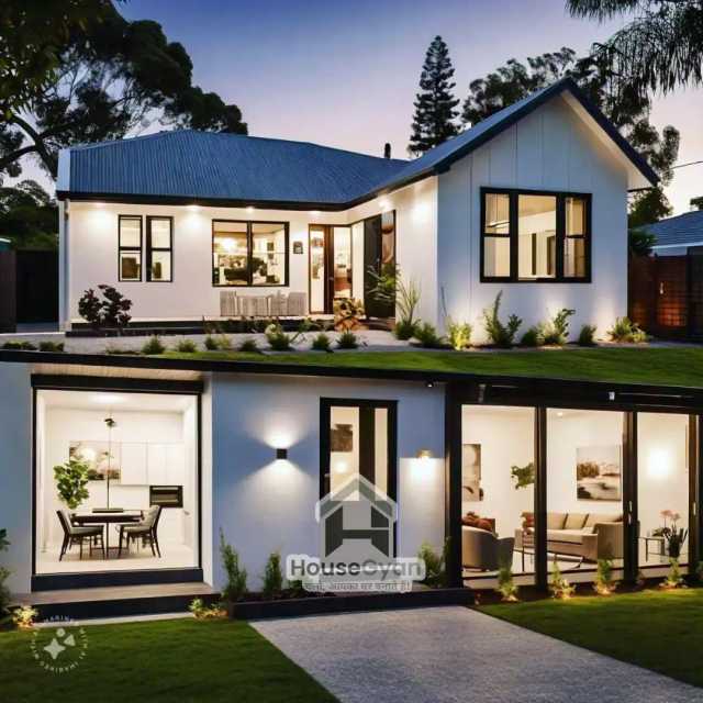 33 X 60 Double Floor 3D Front House Elevation Design 33 X 60 Double Floor 3D Front House Elevation Design