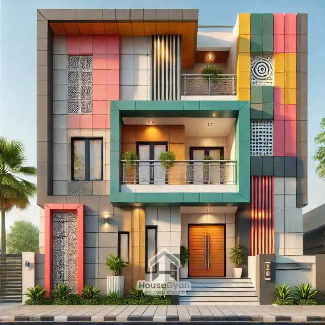 26X56 Second Floor 3D Front House Elevation Design 26X56 Second Floor 3D Front House Elevation Design