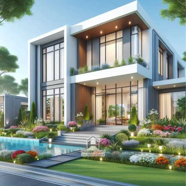 55X35 Duplex 3D Front House Elevation Design 55X35 Duplex 3D Front House Elevation Design