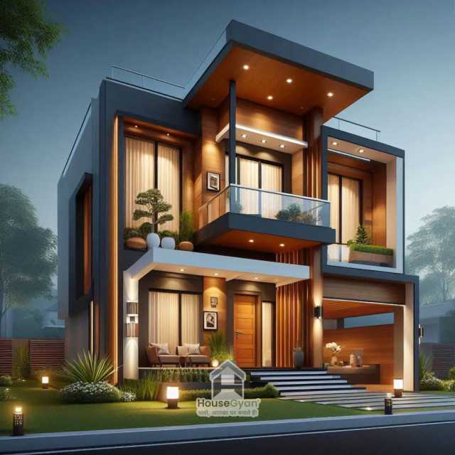 32x48 Double Floor 3D Front House Elevation Design 32x48 House elevation