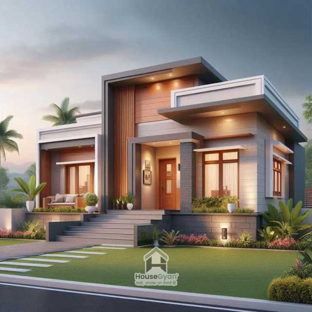 35X50 Single Storey 3D Front House Elevation Design 35X50 Single Storey 3D Front House Elevation Design