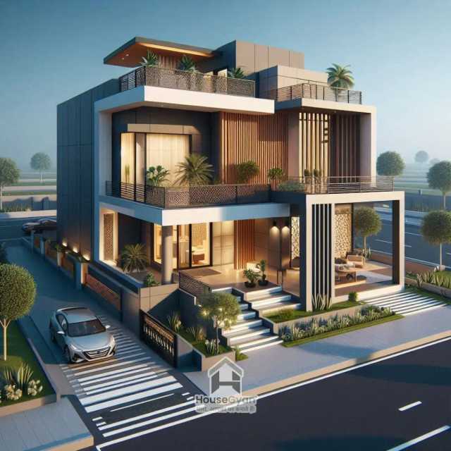 40X70 2 Story 3D Front House Elevation Design 40X70 2 Story 3D Front House Elevation Design