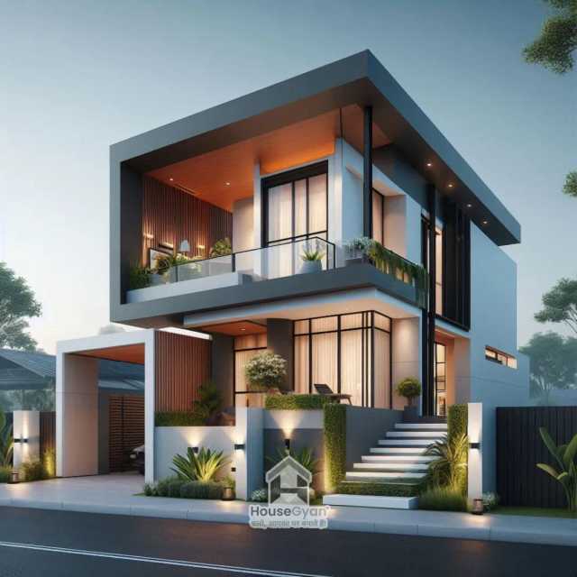 18X35 Duplex 3D Front House Elevation Design 18X35 Duplex 3D Front House Elevation Design