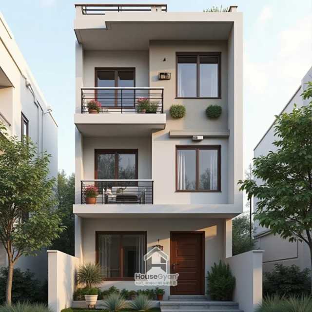 Low Budget Third Floor 3D Front House Elevation Design Low Budget Third Floor 3D Front House Elevation Design