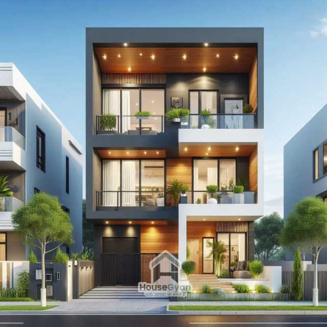 40x60 Triple Storey 3D Front House Elevation Design 40x60 Triple Storey 3D Front House Elevation Design