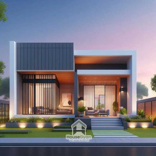 20X25 Single Storey 3D Front House Elevation Design 20X25 Single Storey 3D Front House Elevation Design