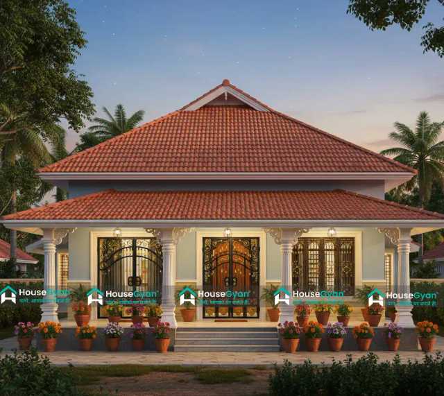 40x50 Kerala Style Single Floor House Front Elevation Design 40x50 Kerala Style Single Floor House Front Elevation Design