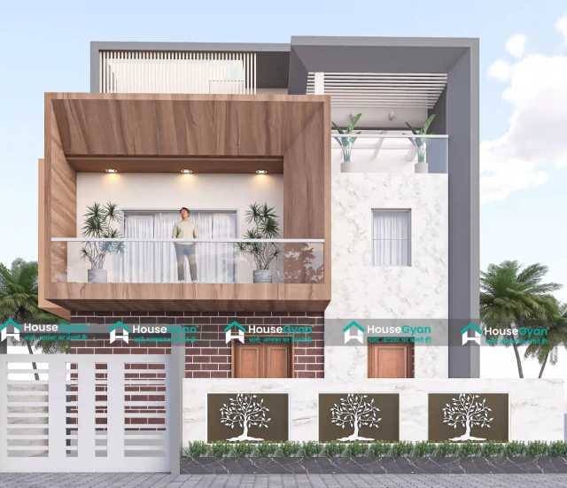 40x40 Duplex Modern House Front Elevation Design 40x40 Duplex Modern House Front Elevation Design