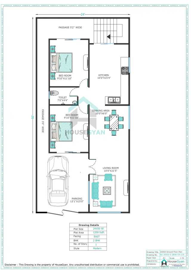 30X30 East Facing 2BHK Ground Floor House Plan | 900 Sqft Plot Floor Plan 30X30 East Facing 2BHK Ground Floor House Plan | 900 Sqft Plot Floor Plan
