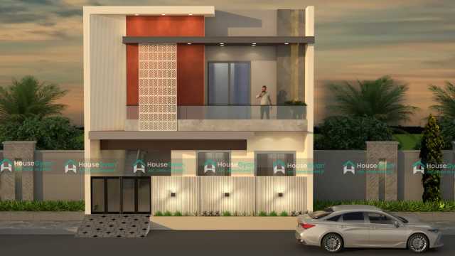 Modern 30x50 House Front Elevation Design with Stylish Balcony and Texture Finish Modern 30x50 House Front Elevation Design with Stylish Balcony and Texture Finish
