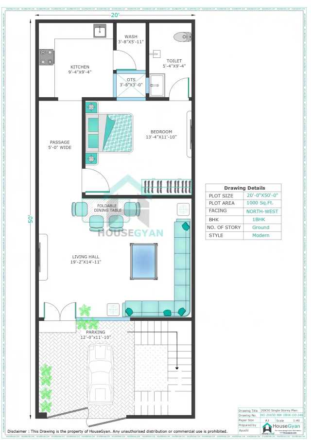 20X50 North West Facing 1BHK Ground Floor House Plan | 1000 Sqft Plot Floor Plan 20X50 North West Facing 1BHK Ground Floor House Plan | 1000 Sqft Plot Floor Plan