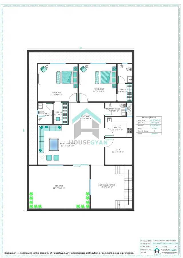 40X60 South West Facing 4BHK First Floor House Plan | 2400 Sqft Plot Floor Plan 40X60 South West Facing 4BHK First Floor House Plan | 2400 Sqft Plot Floor Plan