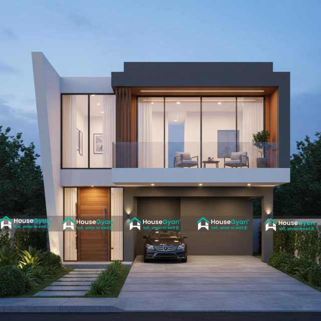 30X50 Modern Double Floor House Elevation Design with Balcony and Car Parking 30X50 Modern Double Floor House Elevation Design with Balcony and Car Parking