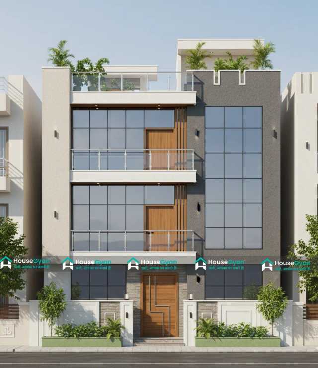 Modern 3 Storey House Front Elevation Design on 25x50 Plot Modern 3-Storey House Front Elevation Design on 25x50 Plot