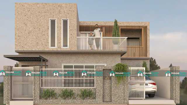 Elegant 30x45 Duplex Home with Textured Facade and Modern Balcony Design Elegant 30x45 Duplex Home with Textured Facade and Modern Balcony Design