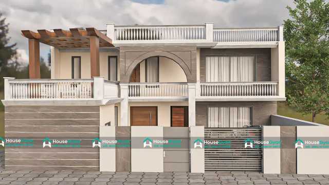 Modern 40X50 Double Floor House Elevation Design with Balcony Modern 40X50 Double Floor House Elevation Design with Balcony