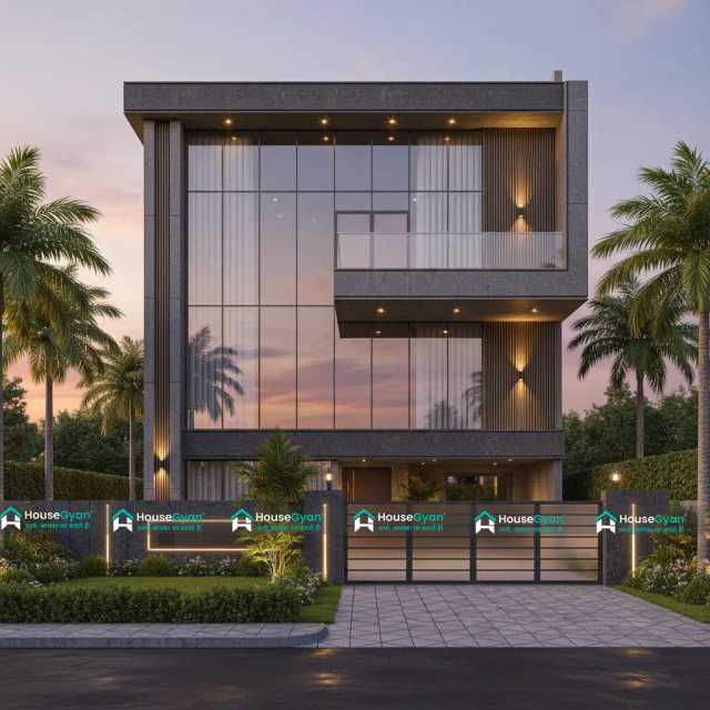 Modern Luxury 3 Storey Glass Front House Elevation Design Modern Luxury 3 Storey Glass Front House Elevation Design