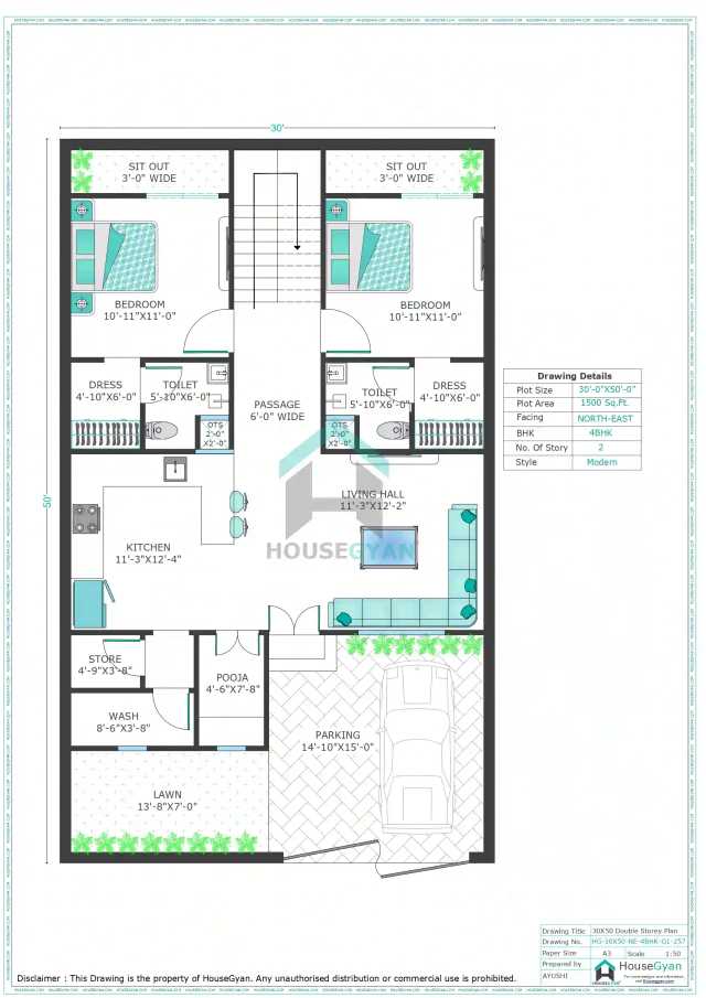 30X50 North East Facing 4BHK First Floor House Plan | 1500 Sqft Plot Floor Plan 30X50 North East Facing 4BHK First Floor House Plan