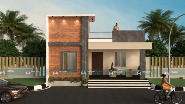 Modern 30x50 Ground Floor House Elevation with Brick and Marble Finish Modern 30x50 Ground Floor House Elevation with Brick and Marble Finish