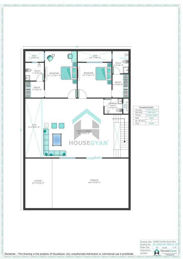 40X60 North West Facing 3BHK First Floor House Plan | 2400 Sqft Plot Floor Plan 40X60 North West Facing 3BHK First Floor House Plan | 2400 Sqft Plot Floor Plan