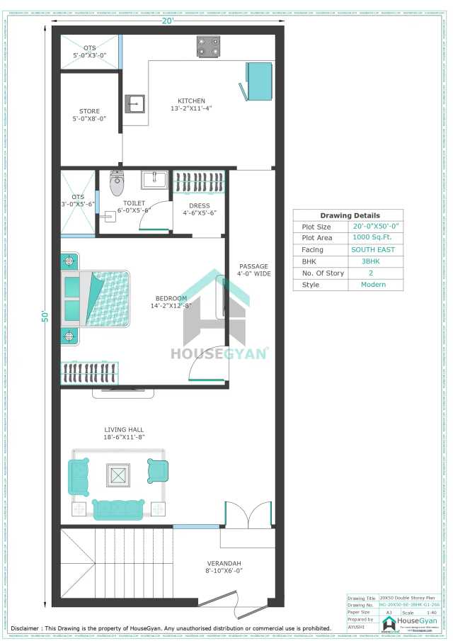20X50 South East Facing 3BHK First Floor House Plan | 1000 Sqft Plot Floor Plan 20X50 South East Facing 3BHK First Floor House Plan | 1000 Sqft Plot Floor Plan