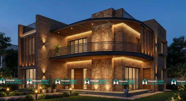 Modern Luxury Brick Style Villa Home Front Elevation Design Modern Luxury Brick Style Villa Home Front Elevation Design