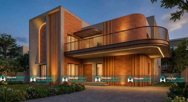 Modern Double Floor House Front Elevation Design with Stylish Balcony Modern Double Floor House Front Elevation Design with Stylish Balcony