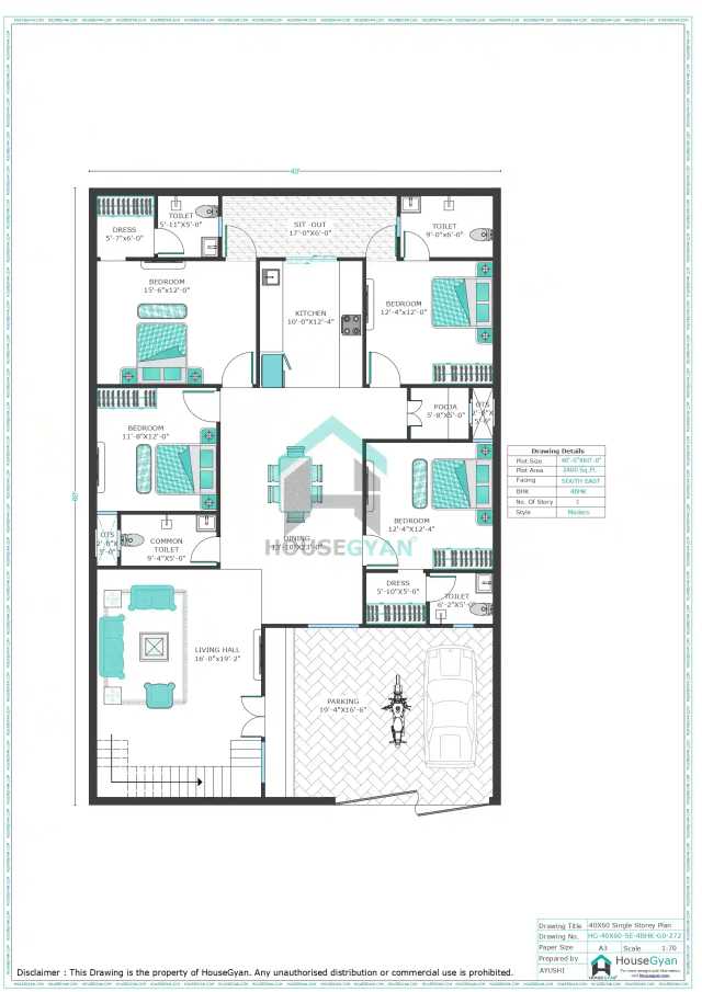 40X60 South East Facing 4BHK Ground Floor House Plan | 2400 Sqft Plot Floor Plan 40X60 South East Facing 4BHK Ground Floor House Plan | 2400 Sqft Plot Floor Plan