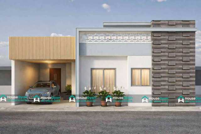 Modern Single Floor House Front Elevation Design for 45X30 Ft Plot Modern Single Floor House Front Elevation Design for 45X30 Ft Plot