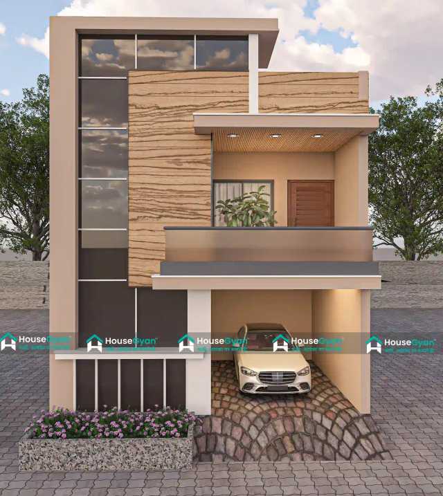 25X50 Modern Duplex House Front Elevation Design 25X50 Modern Duplex House Front Elevation Design