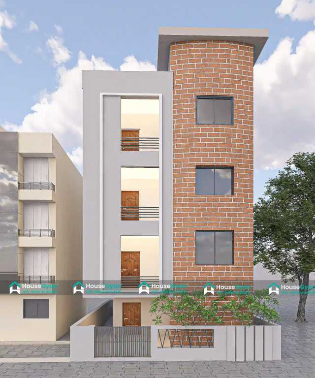 Modern 24X50 Four Storey 3D Front House Elevation Design Modern 24X50 Four Storey 3D Front House Elevation Design