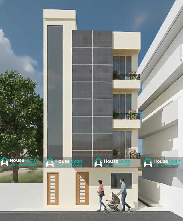 23X30 Modern 4 Storey House Elevation Design for Small Plots 23X30 Modern 4 Storey House Elevation Design for Small Plots